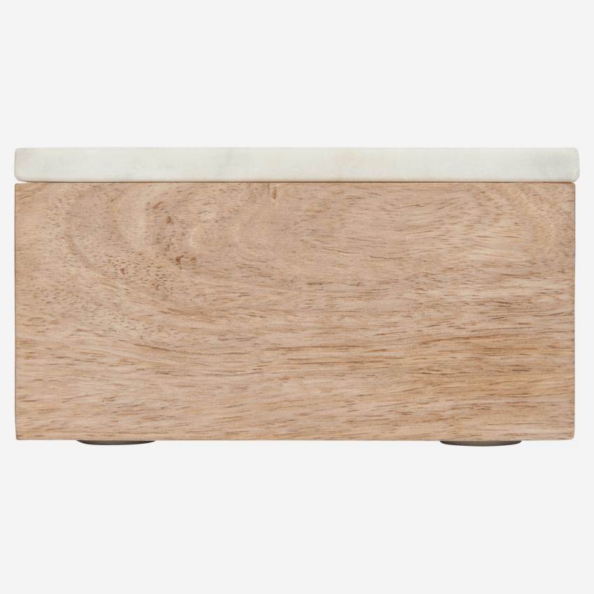 Boîte 17,5x13x8,7cm en marbre et bois