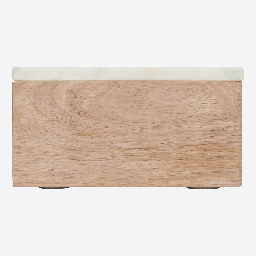 Boîte 17,5x13x8,7cm en marbre et bois