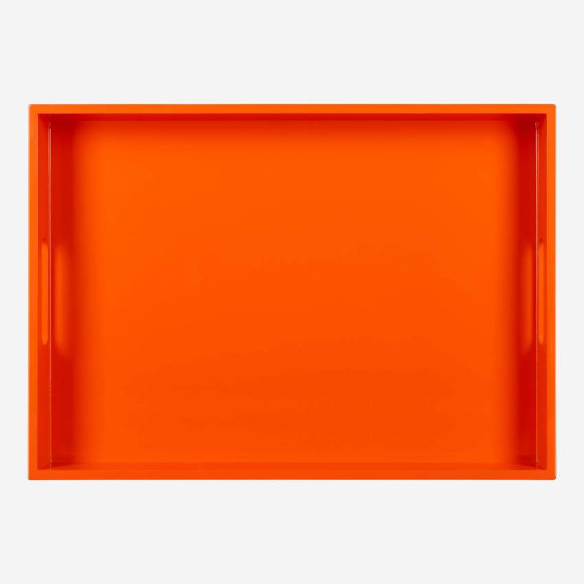 Plateau de service rectangulaire en bois laqué - 50 x 35 cm - Rouge
