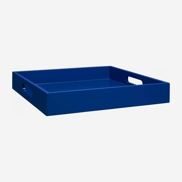 Plateau de service carré en bois laqué - 36 x 36 cm - Bleu