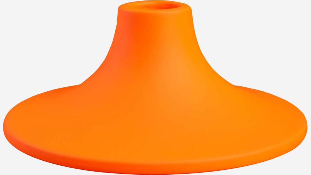 Bougeoir en céramique orange fluo