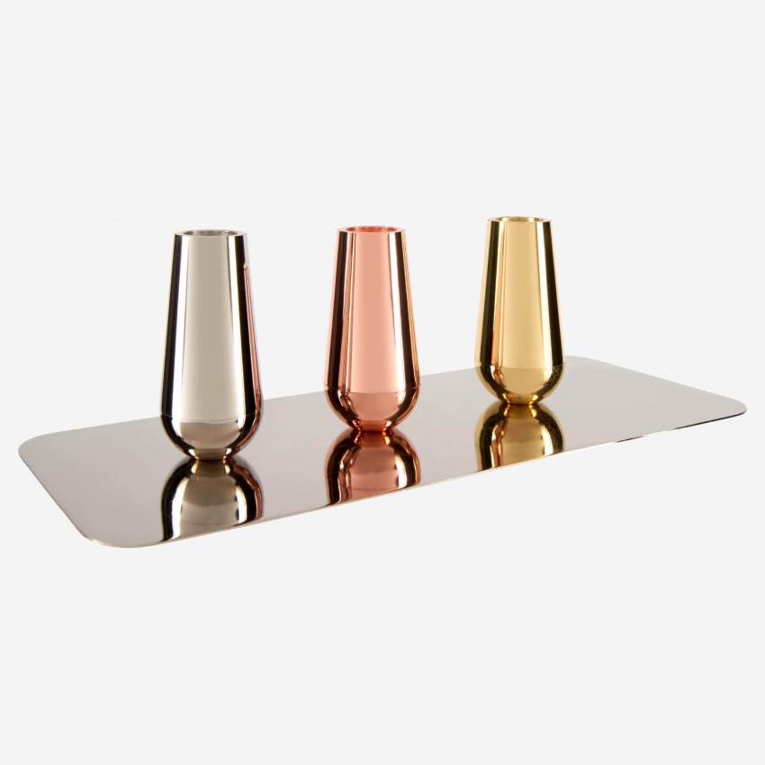 Set de 3 bougeoirs magnétiques en métal - Design by Spyros Kizis