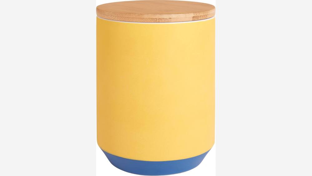 Boîte en porcelaine et bambou 16cm jaune