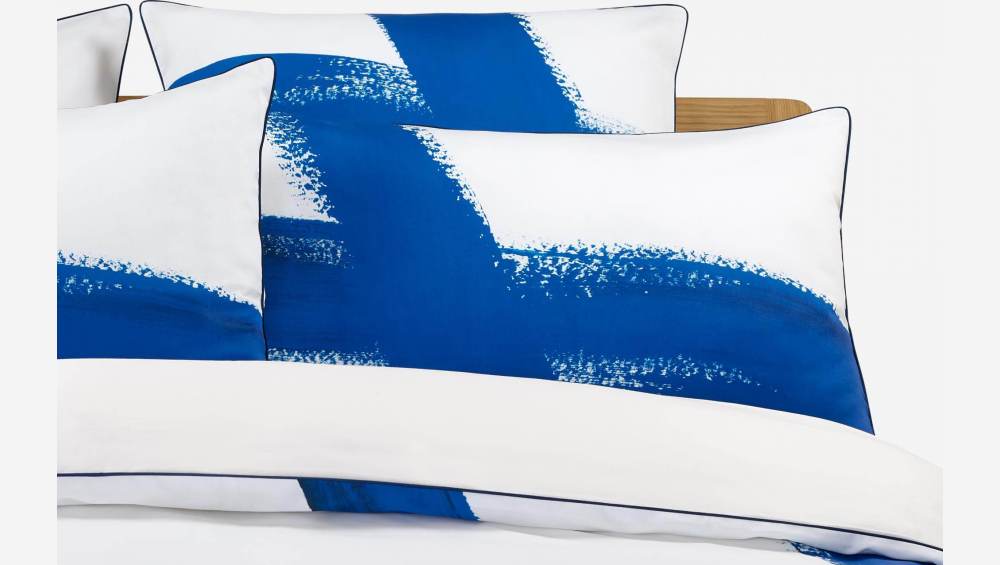 Housse de couette en coton - 240 x 260 cm - Bleu et blanc