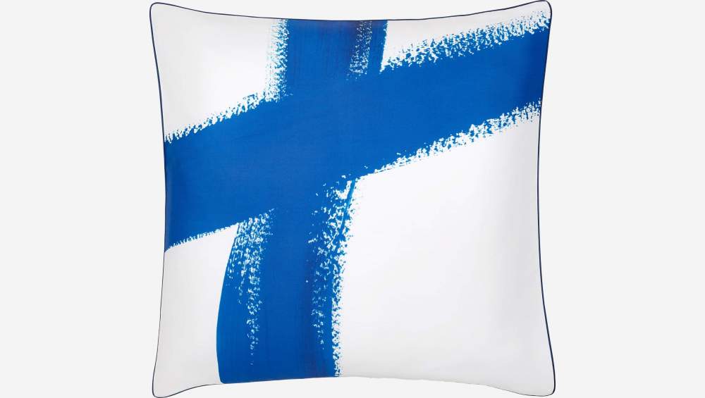 Taie d'oreiller en coton - 65 x 65 cm - Bleu et blanc