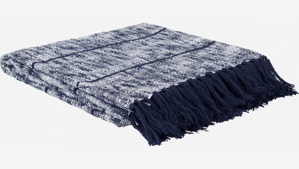 Strukturierter Plaid 130x150 cm, aus Baumwolle, blau