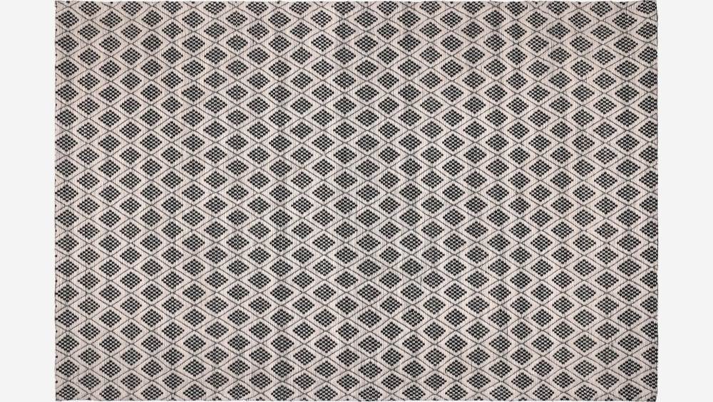 Teppich 170x240 cm, aus schwarzer und weißer Wolle gewebt  