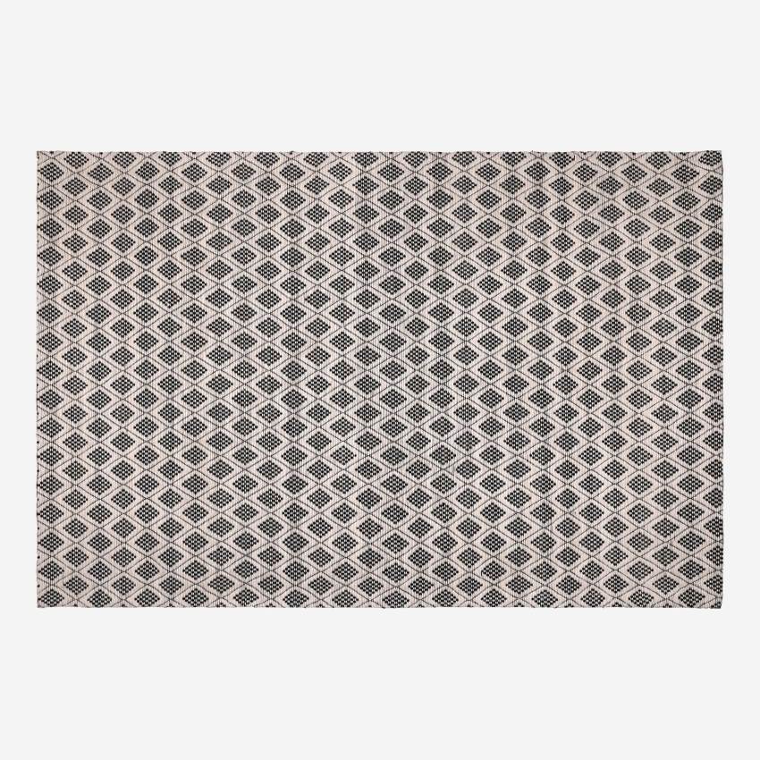Teppich 170x240 cm, aus schwarzer und weißer Wolle gewebt  
