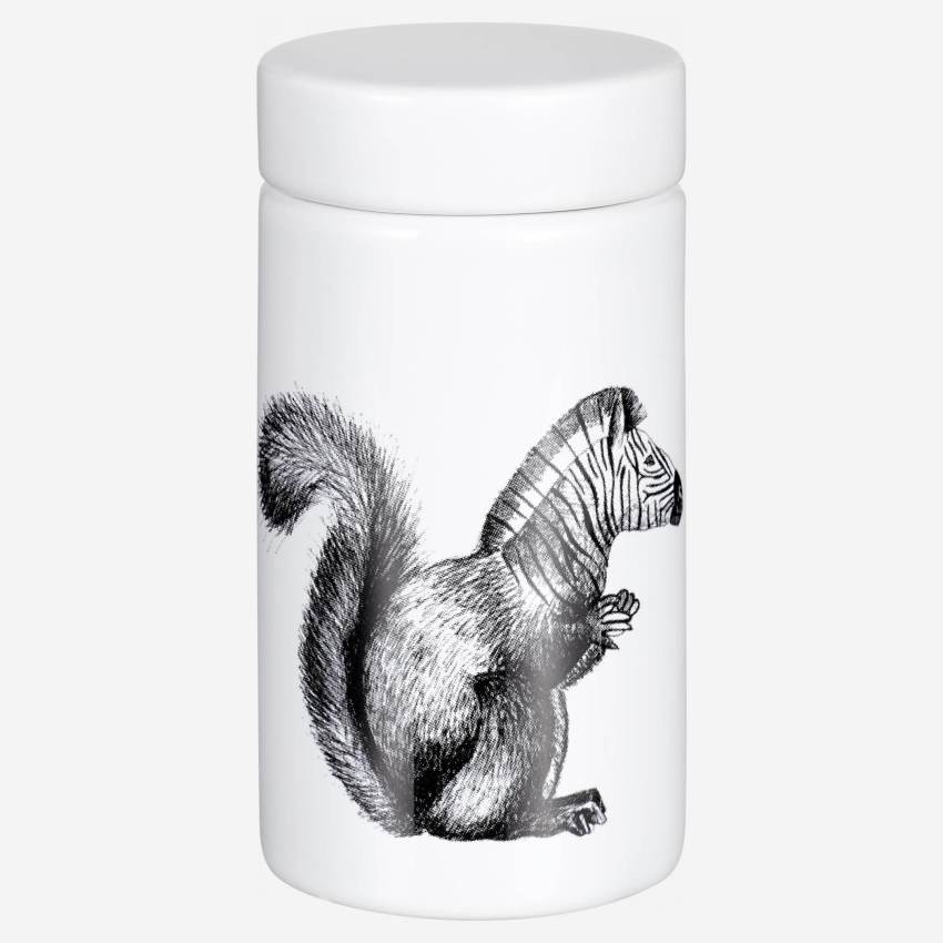 Boîte à épices en faïence blanche motif écureuil Design by Floriane Jacques