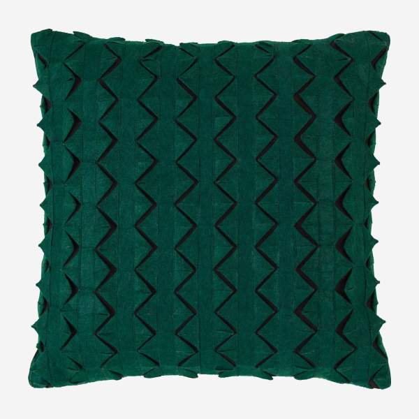 Cuscino plissettato 40 x 40 cm - Feltro - Verde