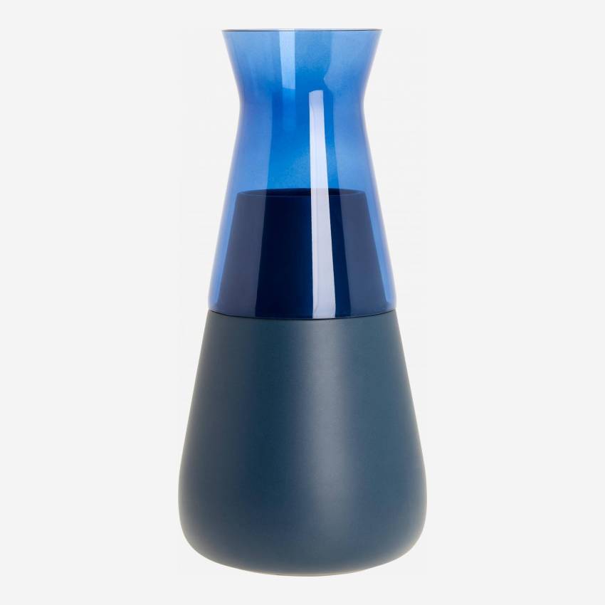 Vase en verre et faïence bleu - design by Myriam Mortier