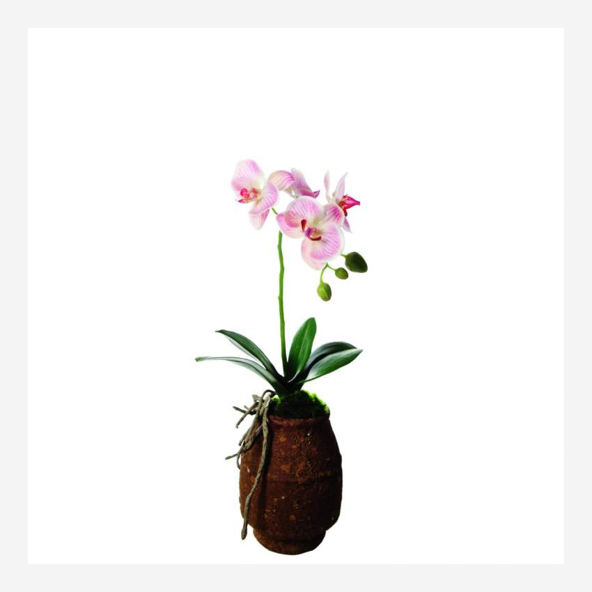 Orchidée artificiel en pot - 38 cm - rose