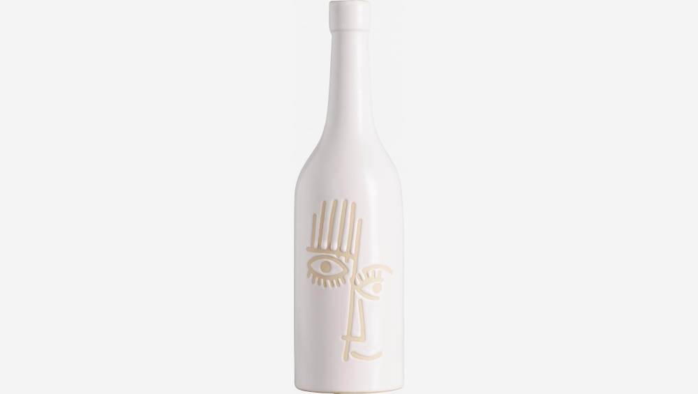 Vase bouteille en grès - 28 cm - Blanc