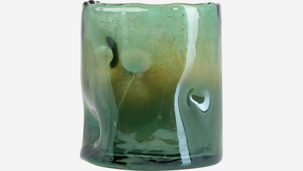 Portacandela in vetro - 14 cm - Verde