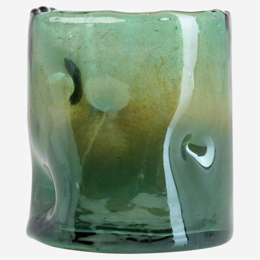 Portacandela in vetro - 14 cm - Verde