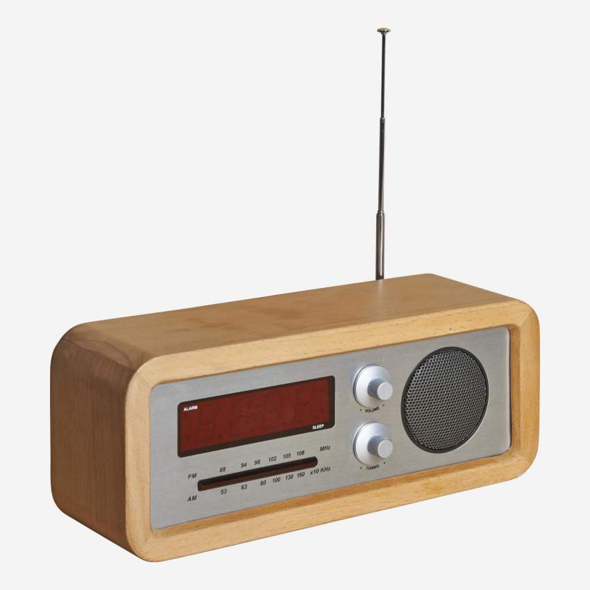 Radio-réveil en bois