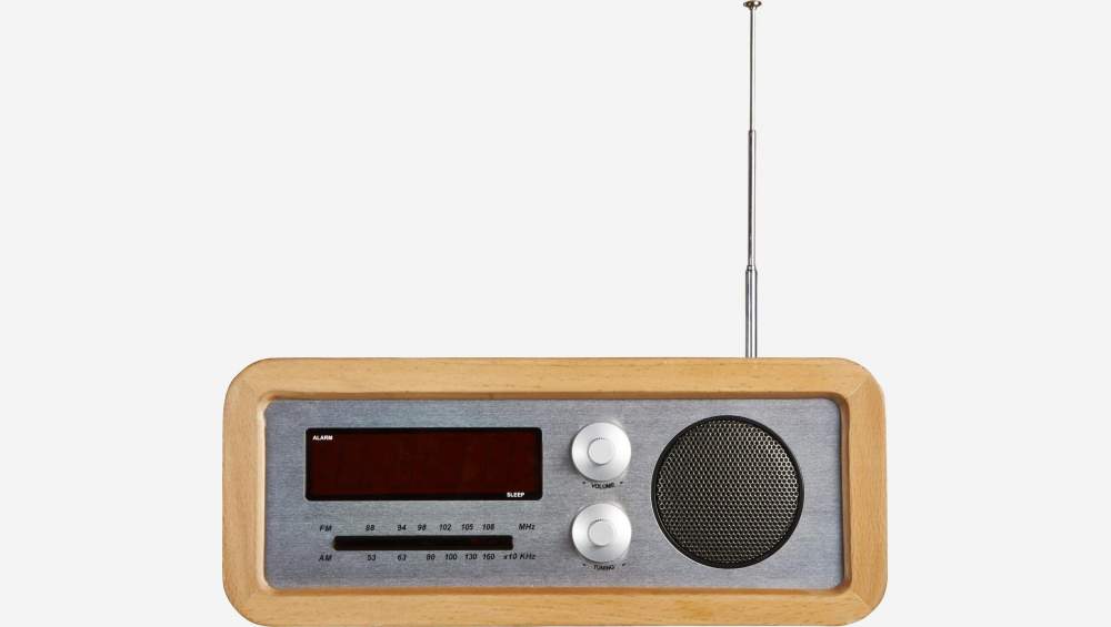 Radio-réveil en bois