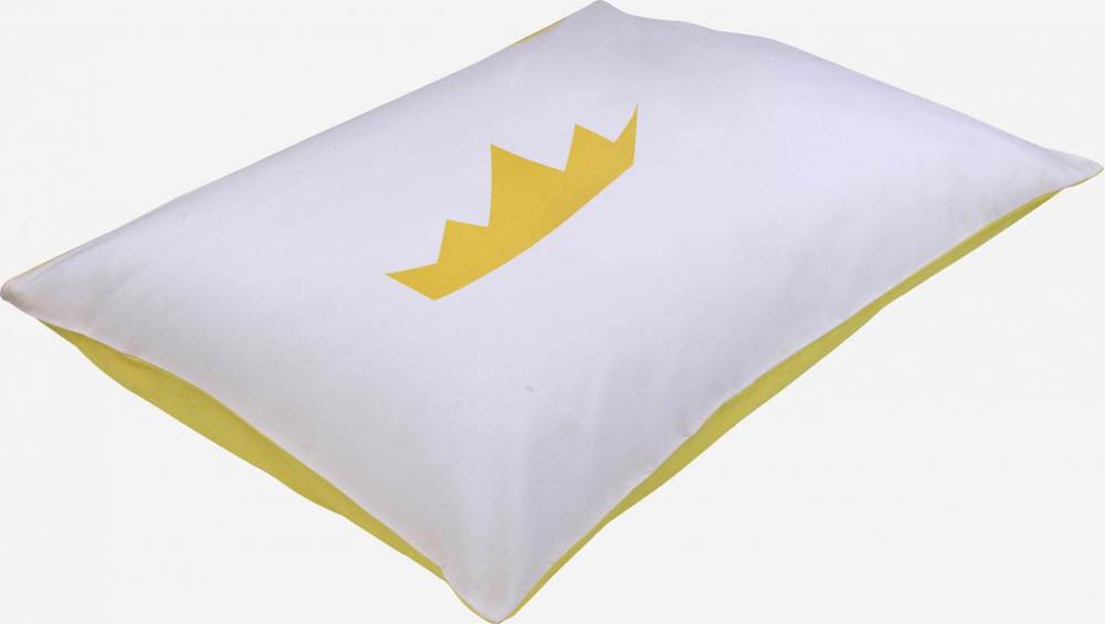 Parure de lit pour enfant en coton - 140 x 200 cm - Blanc et jaune