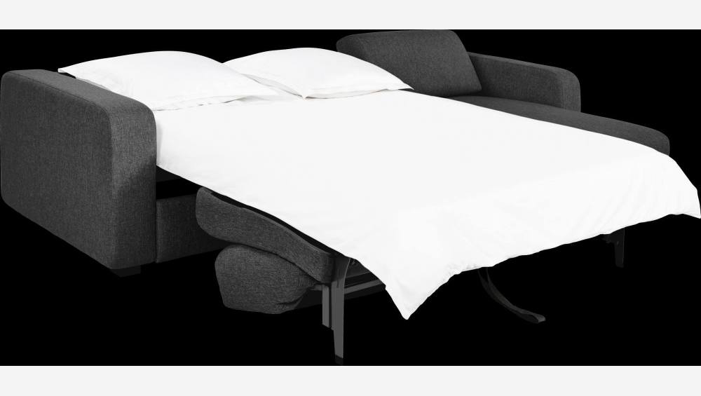 Sofá-cama de canto de 3 lugares c/ ripas de tecido - Cinza escuro 