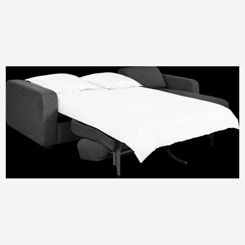 Sofá-cama de canto de 3 lugares c/ ripas de tecido - Cinza escuro 