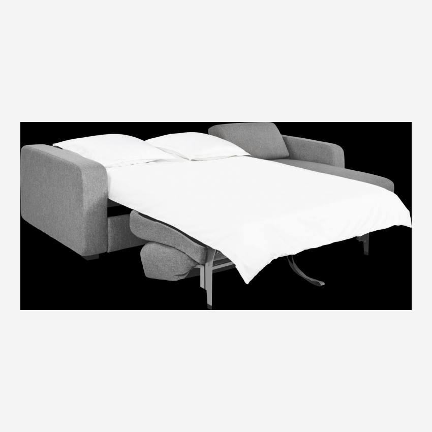 Sofá-cama de canto de 3 lugares c/ ripas de tecido - Cinza 