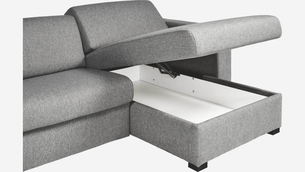 3-Sitzer-Schlafsofa mit Ecke und Lattenrost aus Stoff - Grau