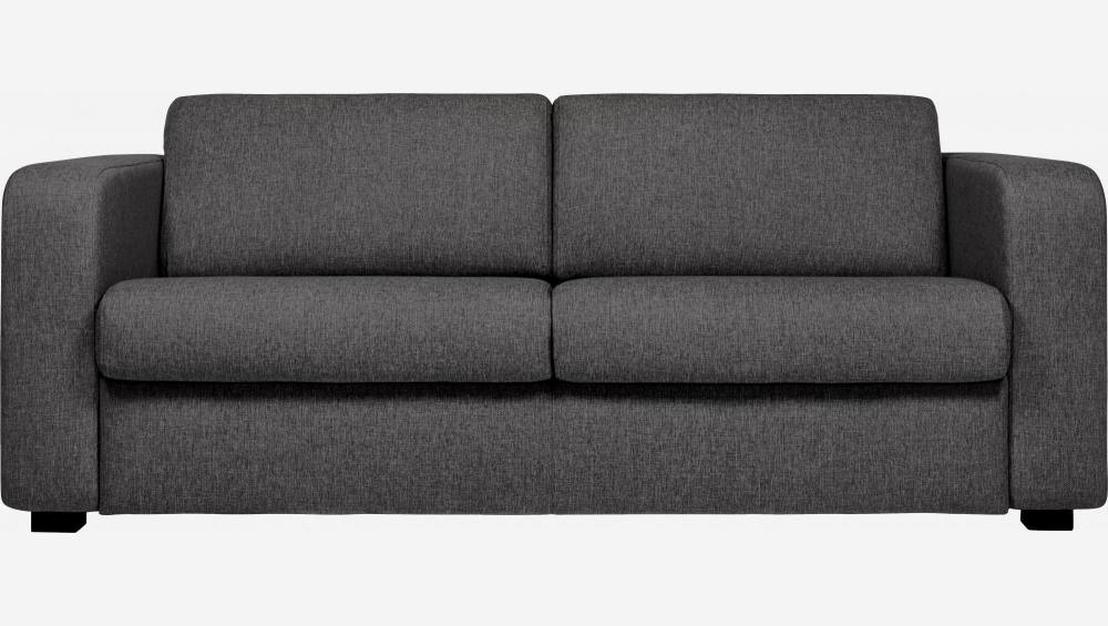 Sofá-cama de 3 lugares c/ripas em tecido - Cinza escuro 
