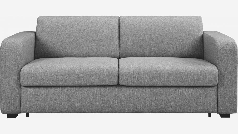 Sofá-cama de 3 lugares c/ripas em tecido - Cinza 