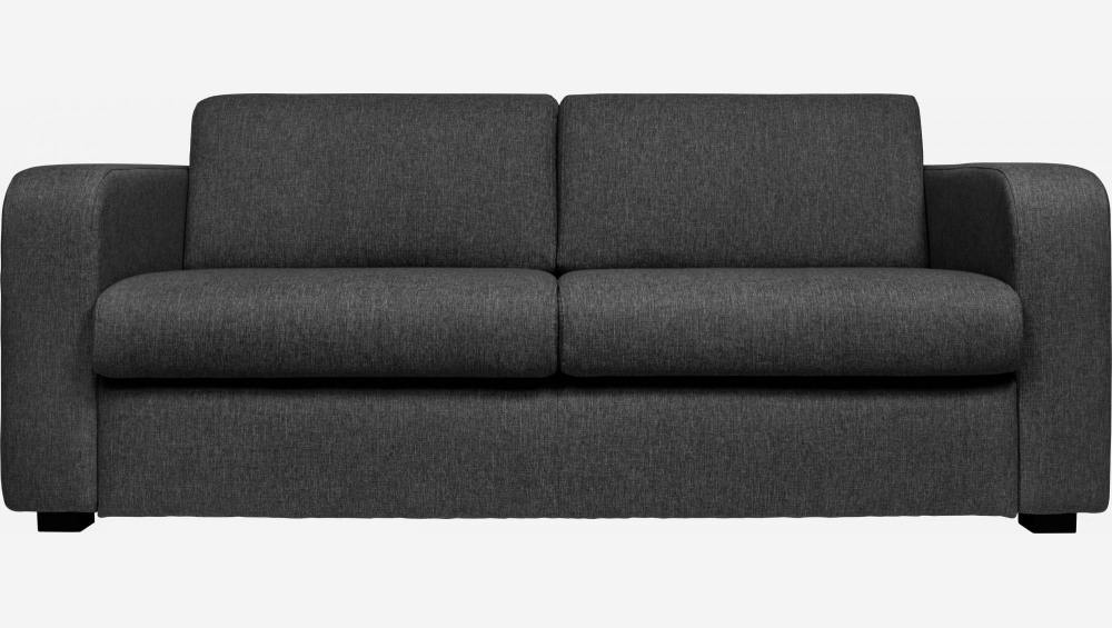 Sofá-cama de 2 lugares c/ripas em tecido - Cinza escuro 