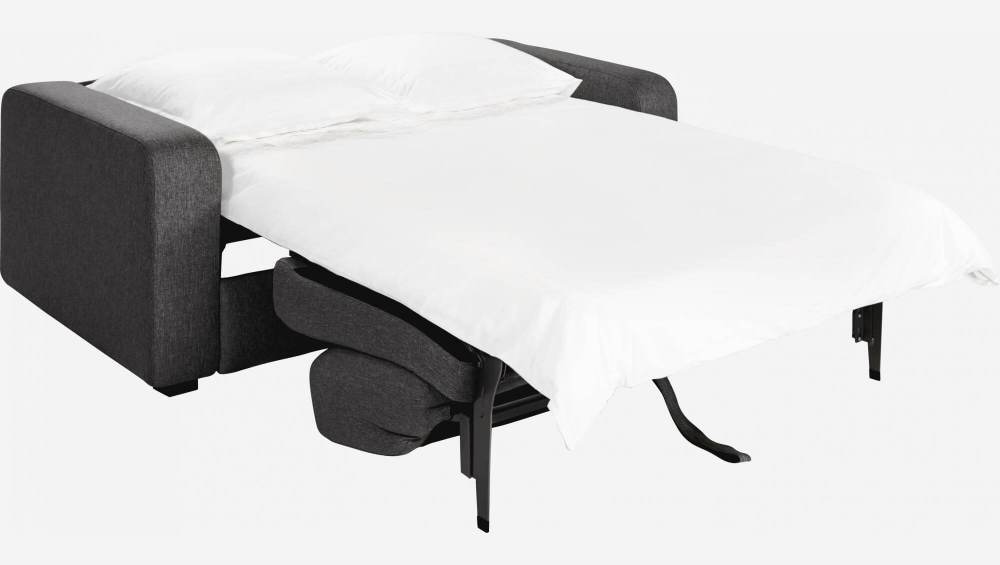Sofá-cama de 2 lugares c/ripas em tecido - Cinza escuro 