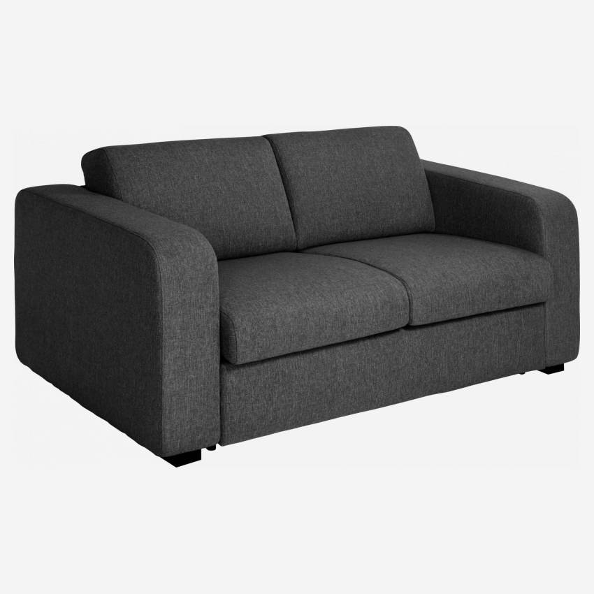 Sofá-cama compacto c/ ripas de tecido - Cinza escuro 