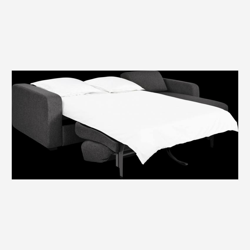 Sofá-cama de canto de 3 lugares em tecido - Cinza escuro 