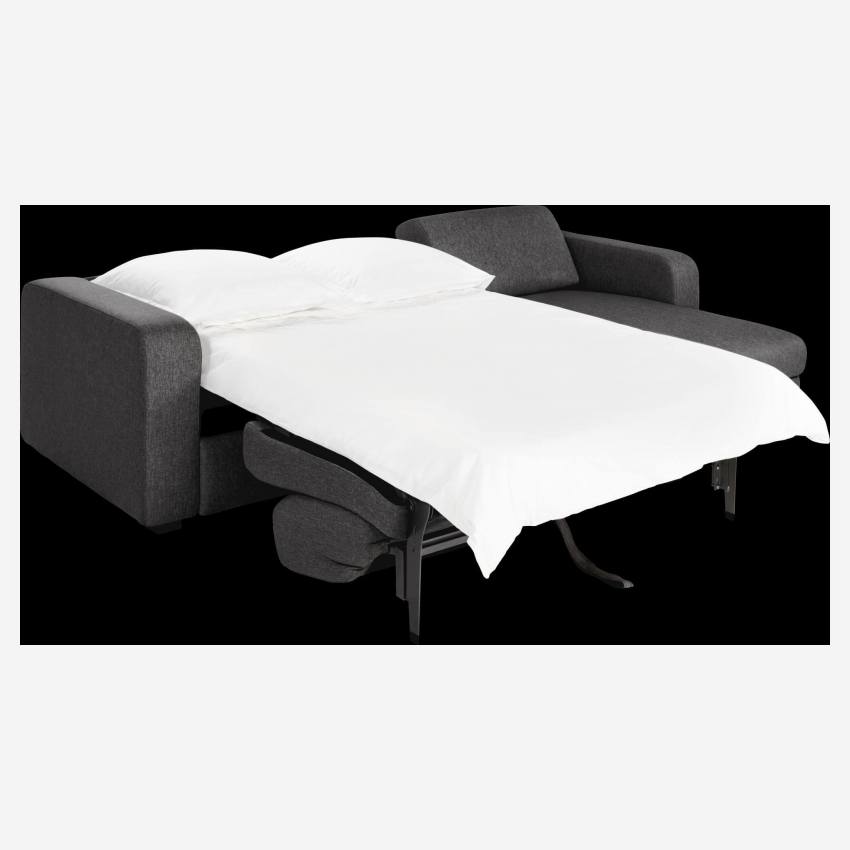 Sofá-cama de canto de 2 lugares em tecido - Cinza escuro 