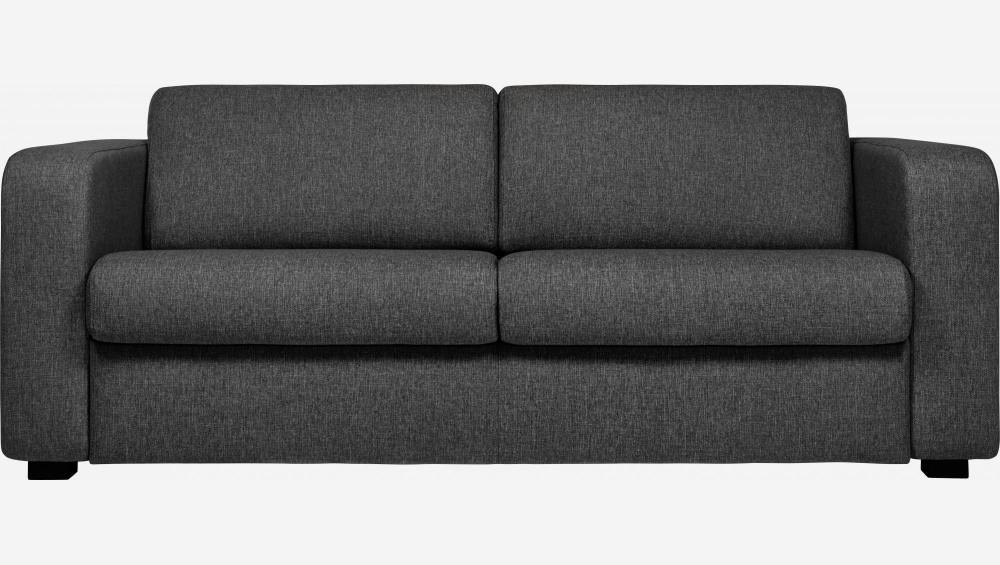 Sofá-cama de tecido 3 lugares - Cinza escuro 