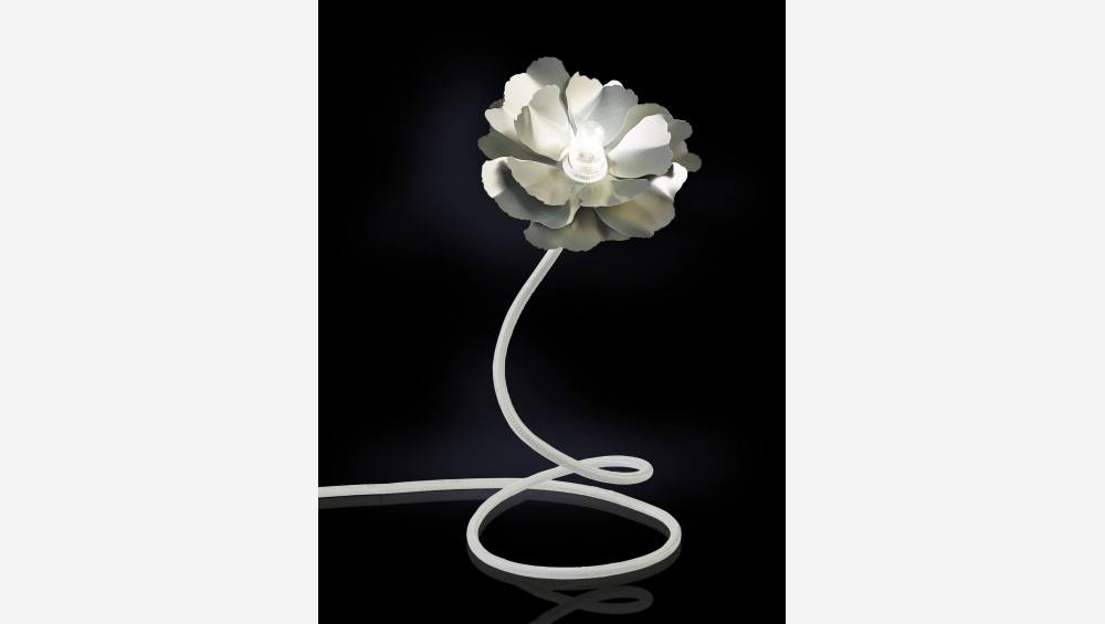 Fleur lumineuse 20cm en métal argenté