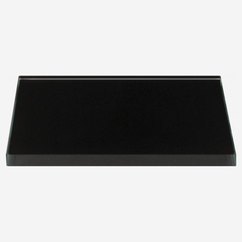 Bougeoir plat 15x15 cm en verre noir