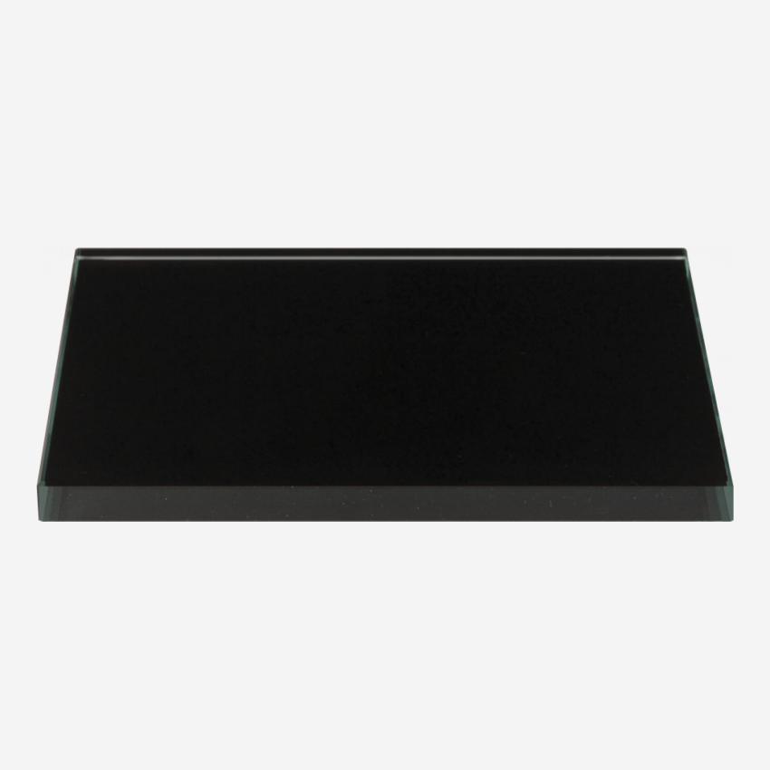 Bougeoir plat 15x15 cm en verre noir