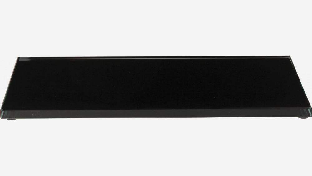 Bougeoir plat 15x30 cm en verre noir