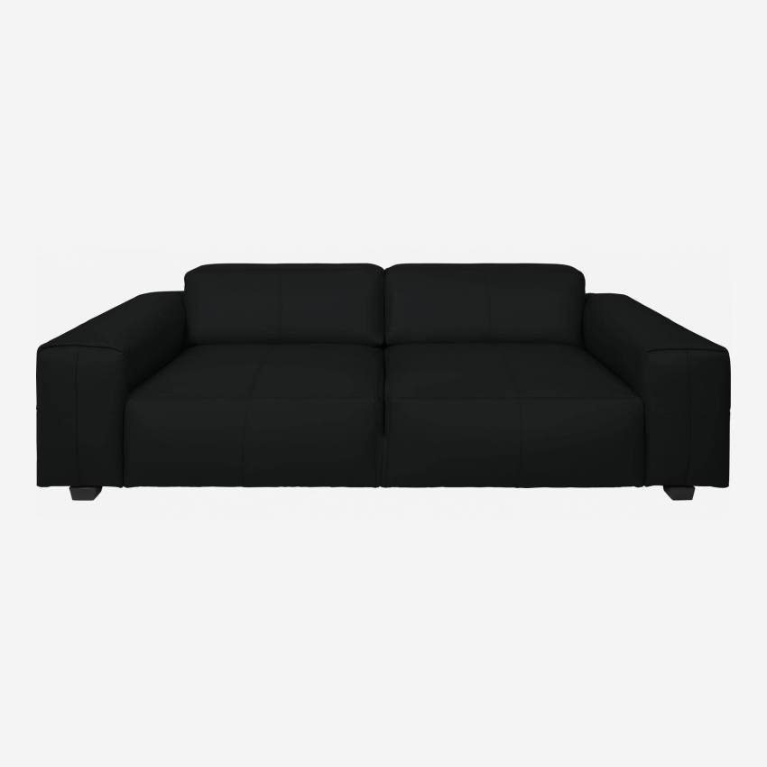 2-Sitzer Sofa aus Savoy-Leder - Obsidianschwarz