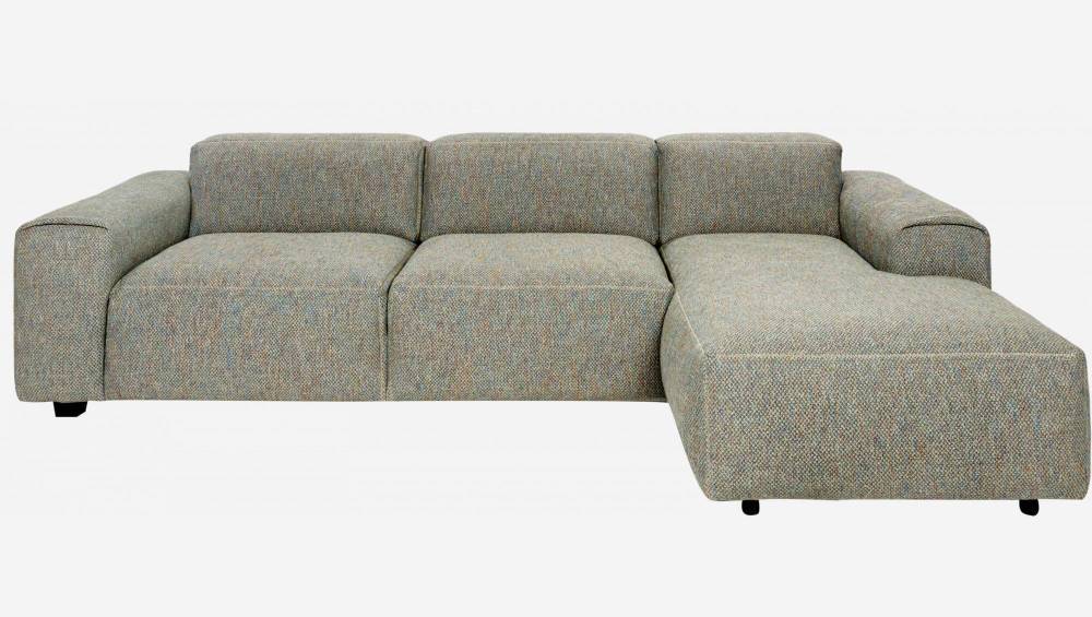 3-Sitzer Sofa mit Chaiselongue rechts aus Bellagio-Stoff organic green