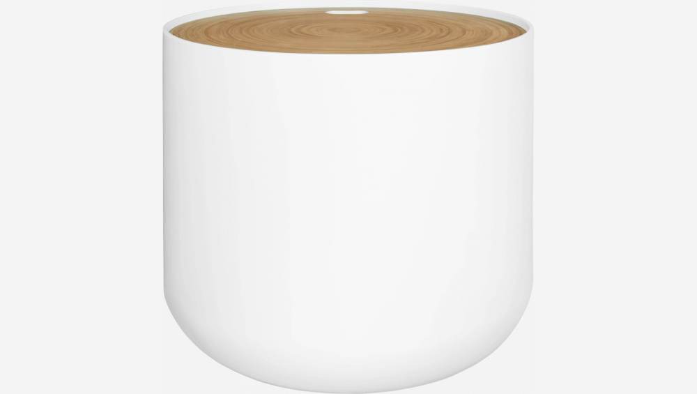 Tavolo d’appoggio in legno laccato e bambù– 48 cm – Bianco