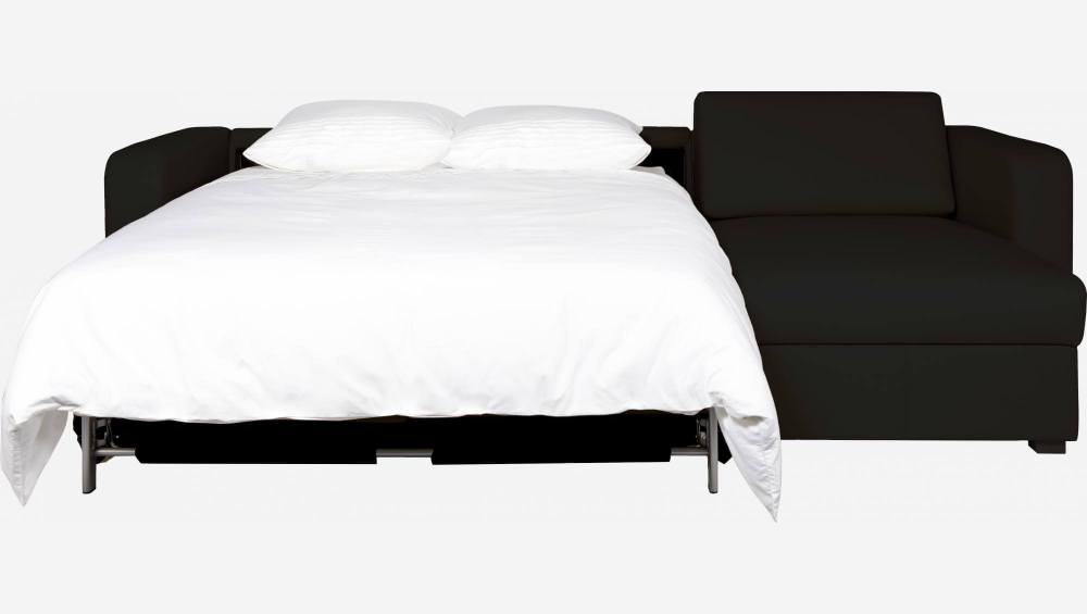 Sofá cama esquinero reversible 2 plazas de piel con almacenaje + somier de láminas - Negro