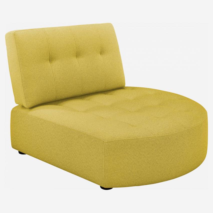 Chaise longue redonda direita de tecido - Amarelo mostarda
