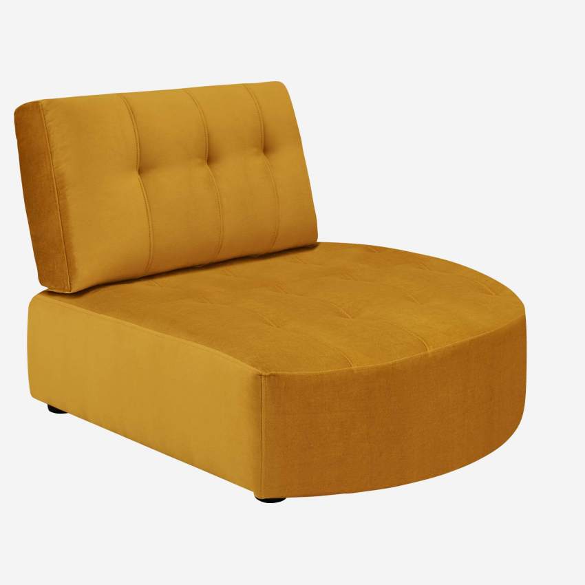 Chaise longue redonda direita de veludo - Amarelo mostarda