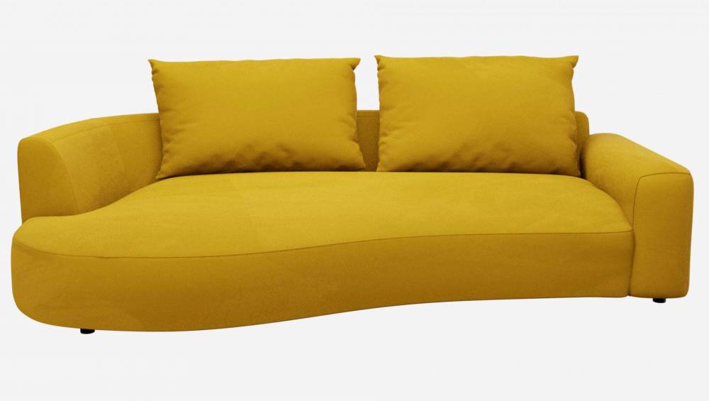 Sofá de ángulo izquierdo con forma orgánica de terciopelo - Amarillo mostaza