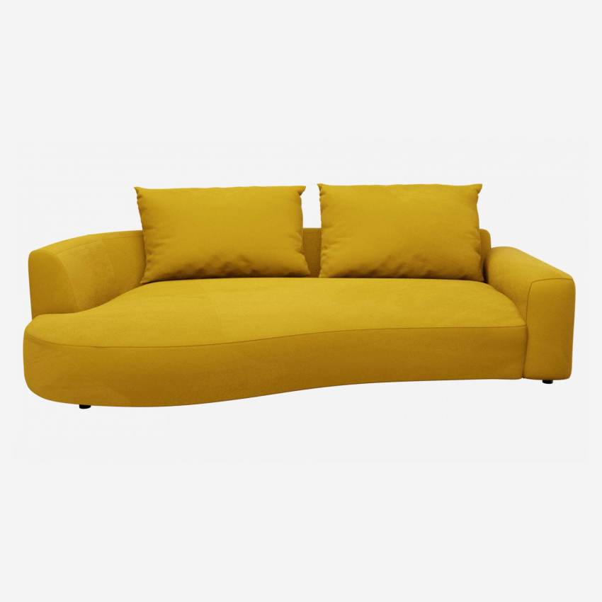 Canapé d'angle gauche de forme organique en velours - Jaune moutarde 