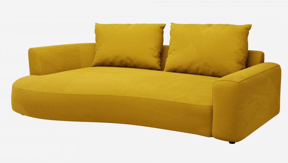 Sofá de ángulo izquierdo con forma orgánica de terciopelo - Amarillo mostaza