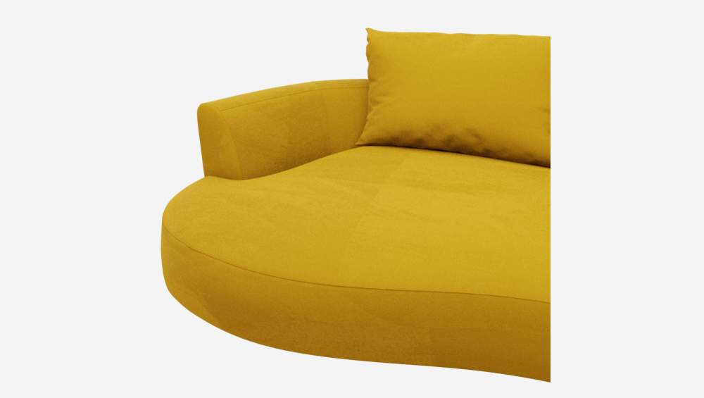 Canapé d'angle gauche de forme organique en velours - Jaune moutarde 