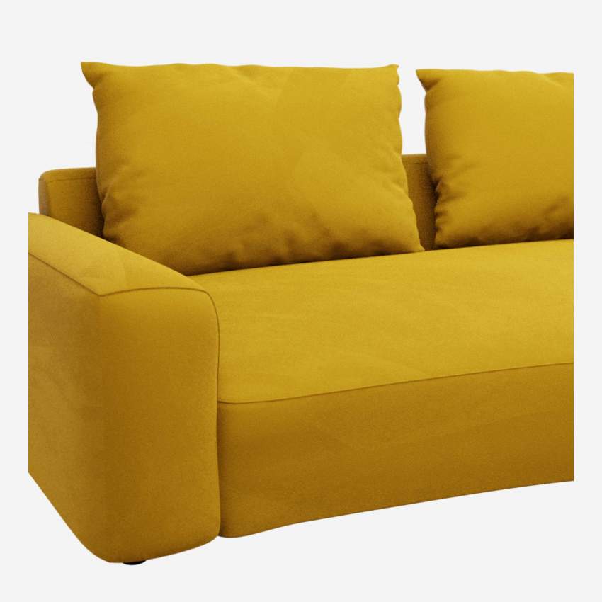 Canapé d'angle droit de forme organique en velours - Jaune moutarde 