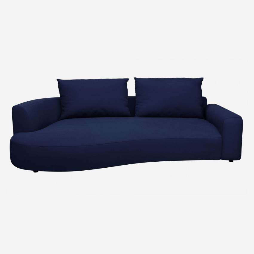 Sofá de canto esquerdo com forma orgânica en veludo - Azul-escuro 